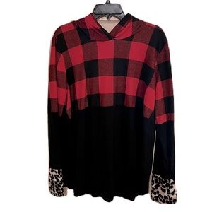 Glitzy Girlz Buffalo Plaid Pullover Hoodie